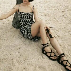 New Nanushka Alexa Diamond MonogramRuched fitted mini dress